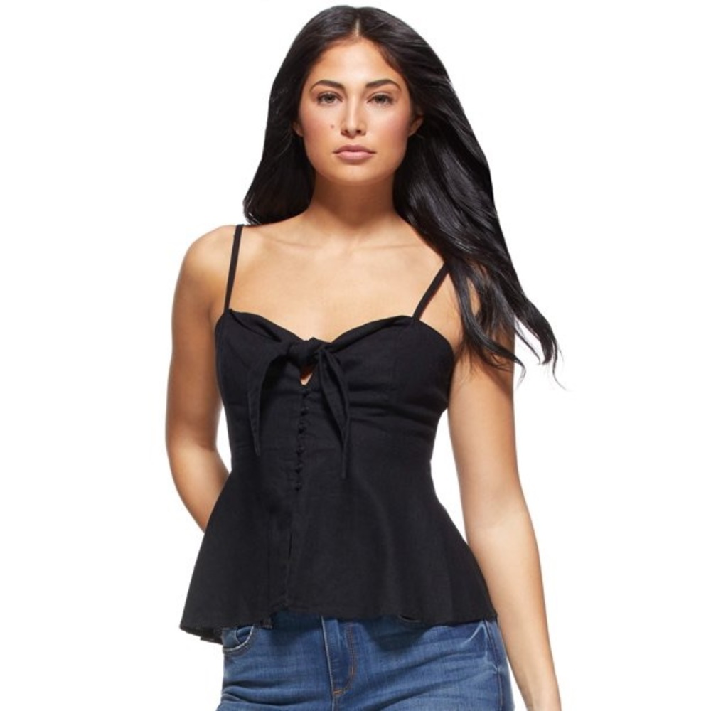 Sofia by Sofia Vergara Women's Knot Peplum Top in Black XXS